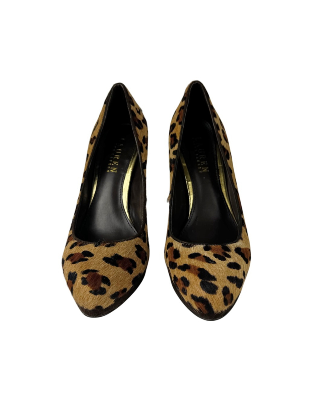 Lauren Ralph Lauren Leopard Print Calf Hair Pumps Heels 6.5 B Platform Stiletto - Picture 2 of 7